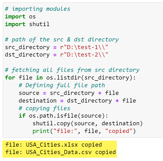 Копирование файлов из одного каталога в другой с помощью Python